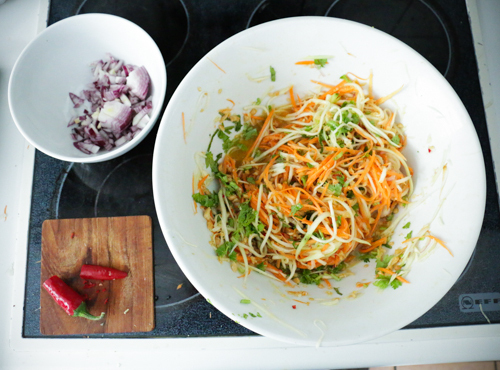 Grüner Papaya-Glasnudelsalat &amp; Beef Jerky, vietnamesisch