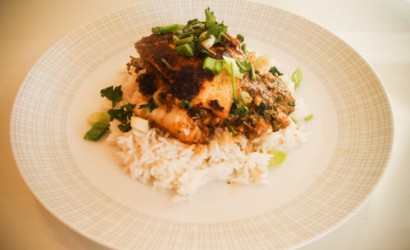 Seelachs-Korma mit Reis, indisch nach Jamie Oliver