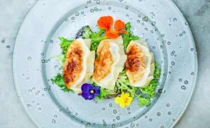 SAUMAGEN-GYOZAS AUF BLÜTENSALAT